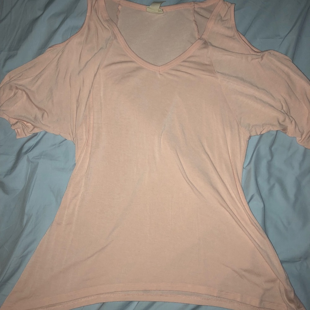 Blush pink cold shoulder top